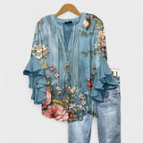 Farbe: Blumenmuster Blau